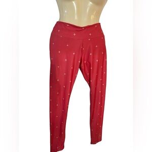 Reebok Coral Leggings with Small White Cross Print